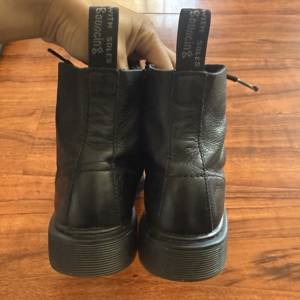 Dr. Martens 1460 Leather Lace Up Boots Kids Size 3 Womens Size 5 Black Side Zip - Picture 5 of 11